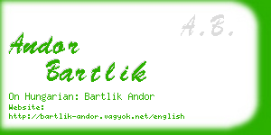 andor bartlik business card